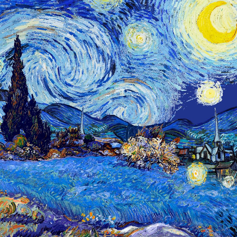 Starry Night background, Van Gogh's artwork remixed by rawpixel vector