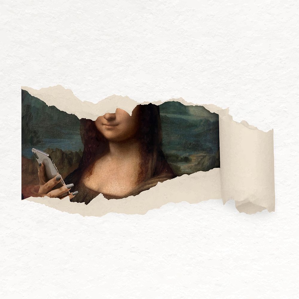 Mona Lisa collage element, Da Vinci's artwork remixed by rawpixel vector