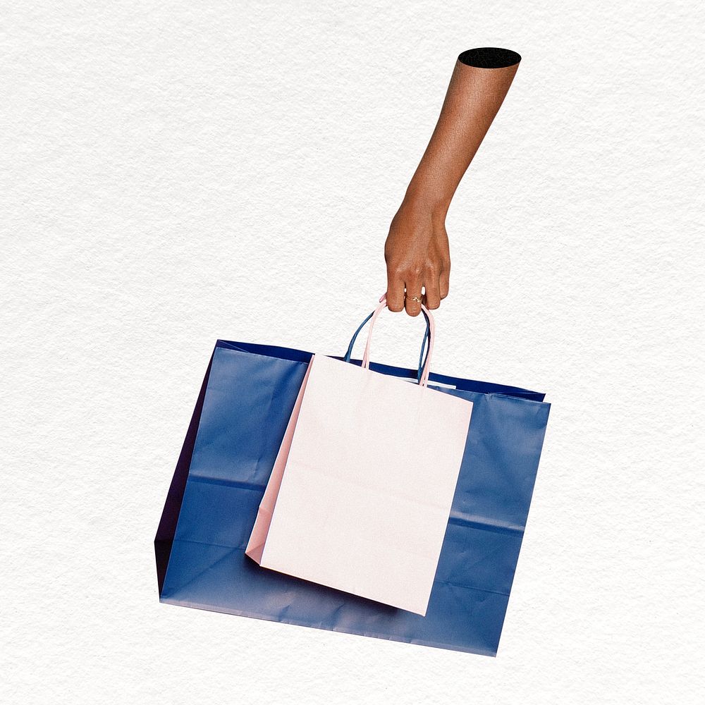 Shopping bags collage element, e-commerce design