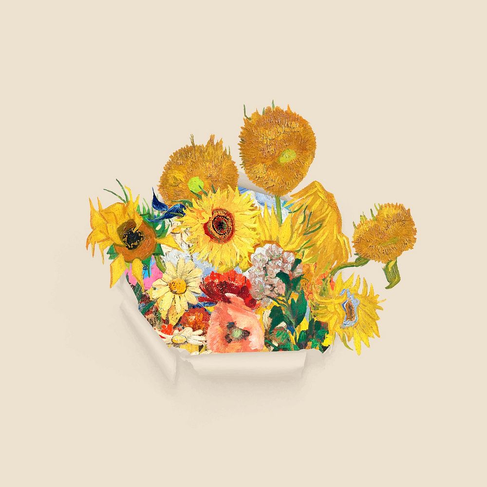 Sunflower background, Van Gogh's artwork remixed by rawpixel vector