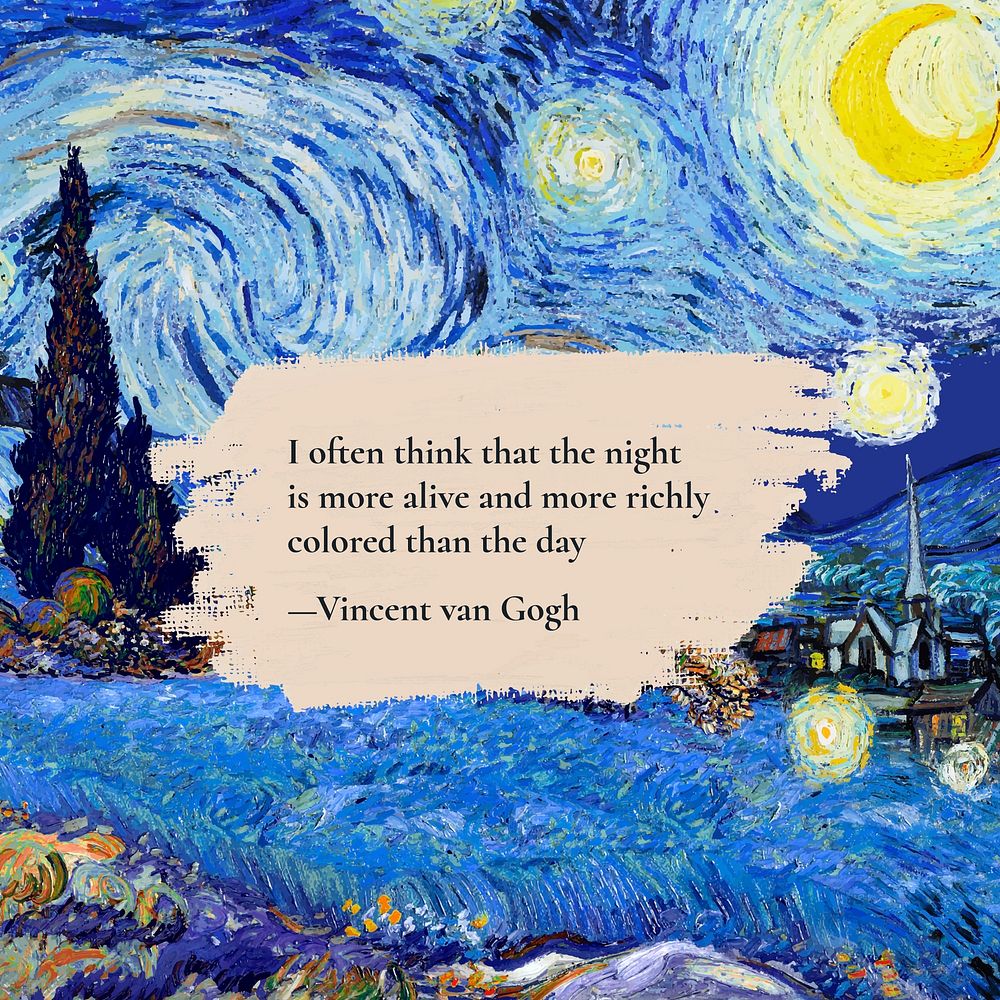 Van Gogh Instagram post template, Starry Night painting remixed by rawpixel vector