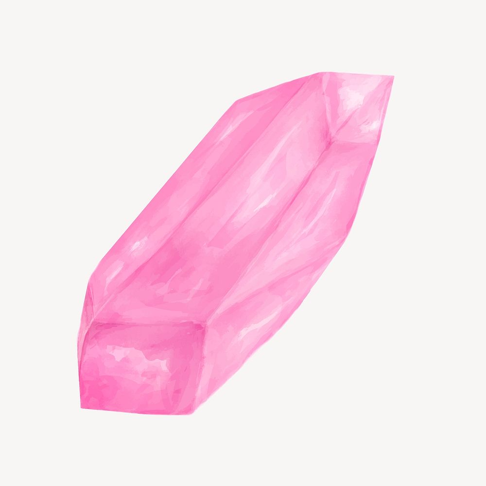 Pink crystal sticker, watercolor design vector