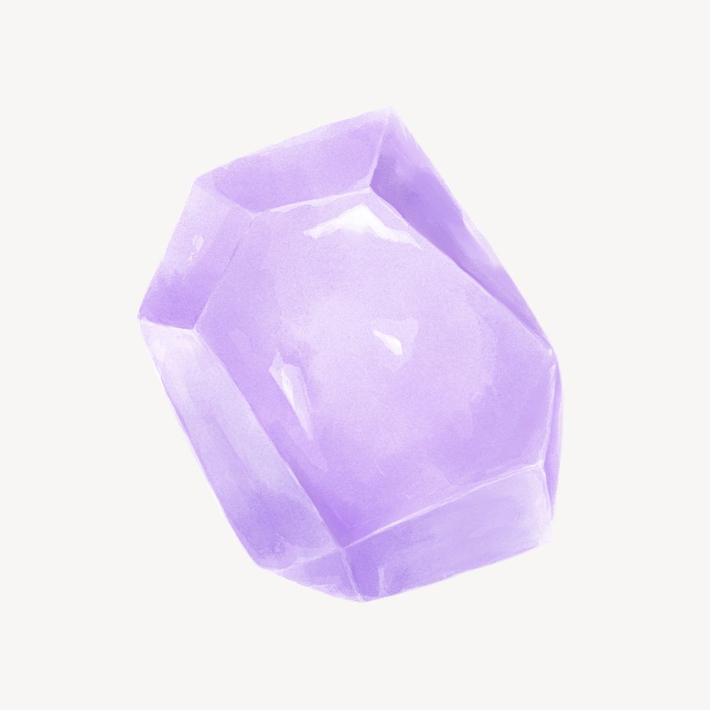 Purple crystal clipart, watercolor design