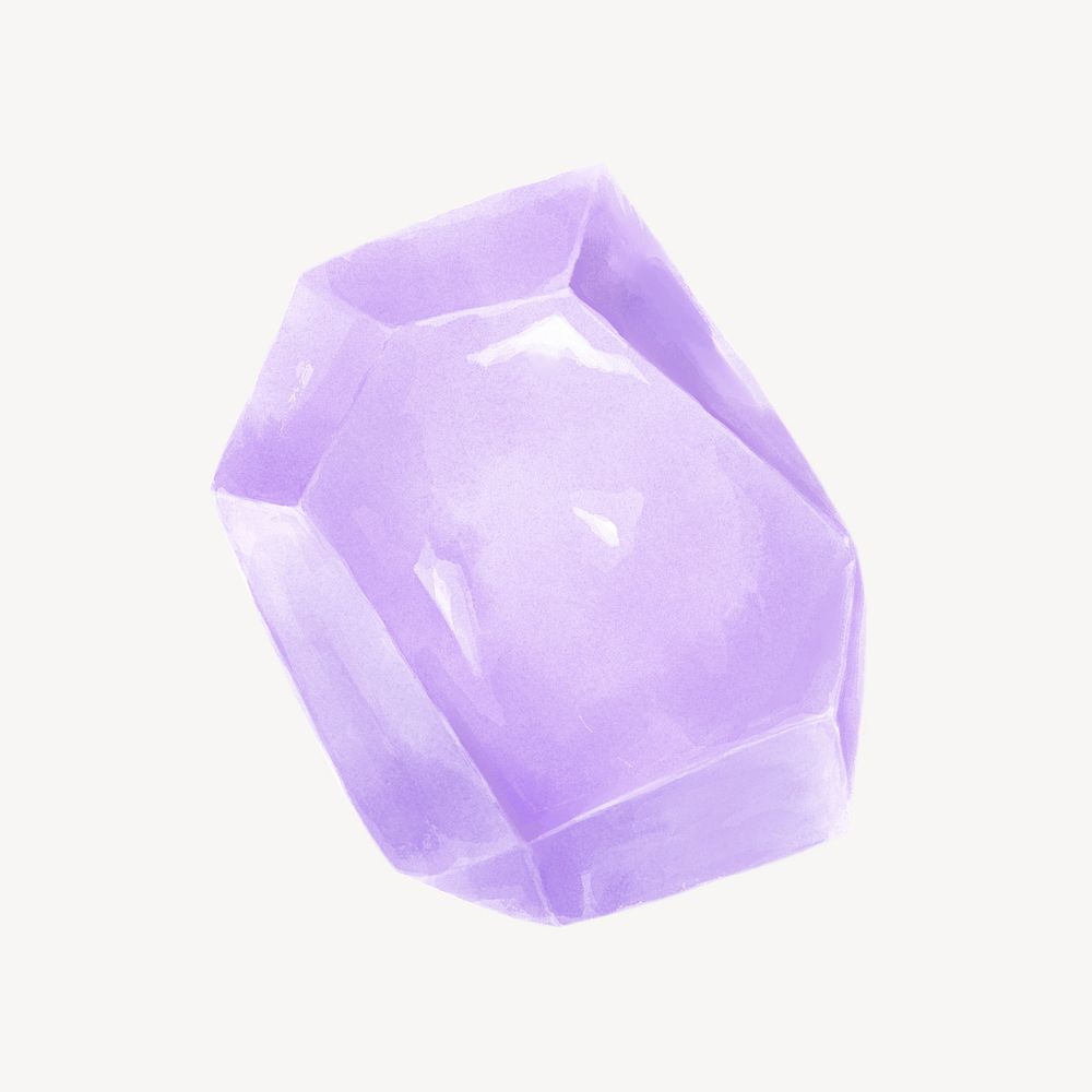 Purple crystal clipart, watercolor design psd