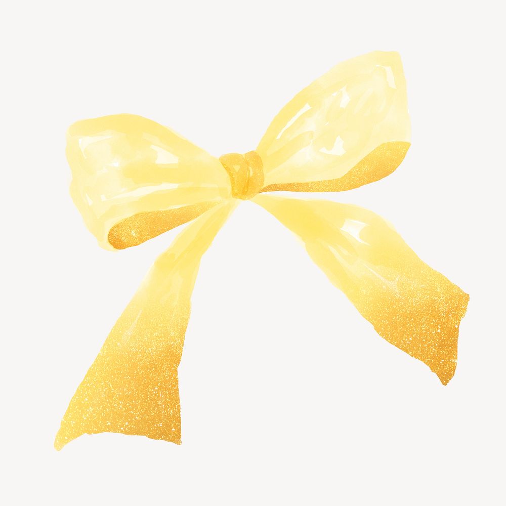 Yellow bow clipart, watercolor design