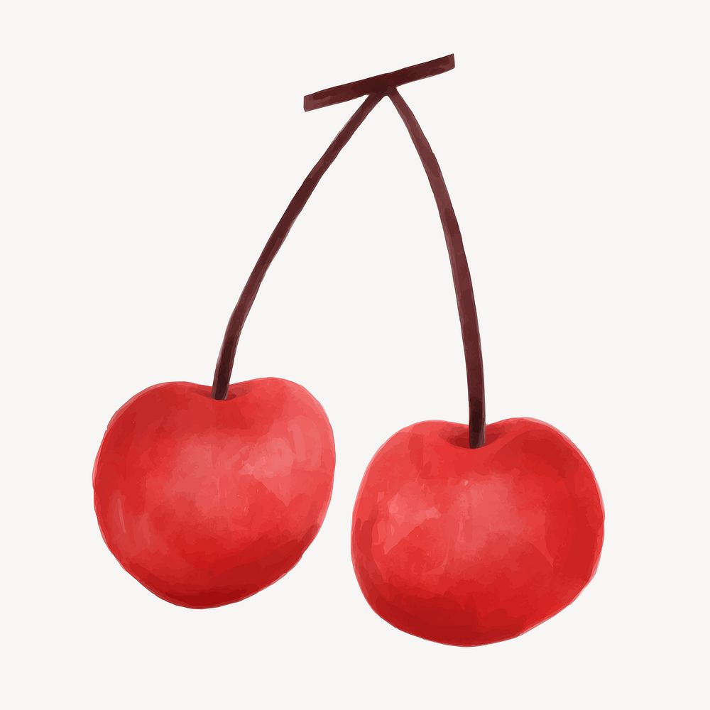 Cute cherry sticker, watercolor design vector