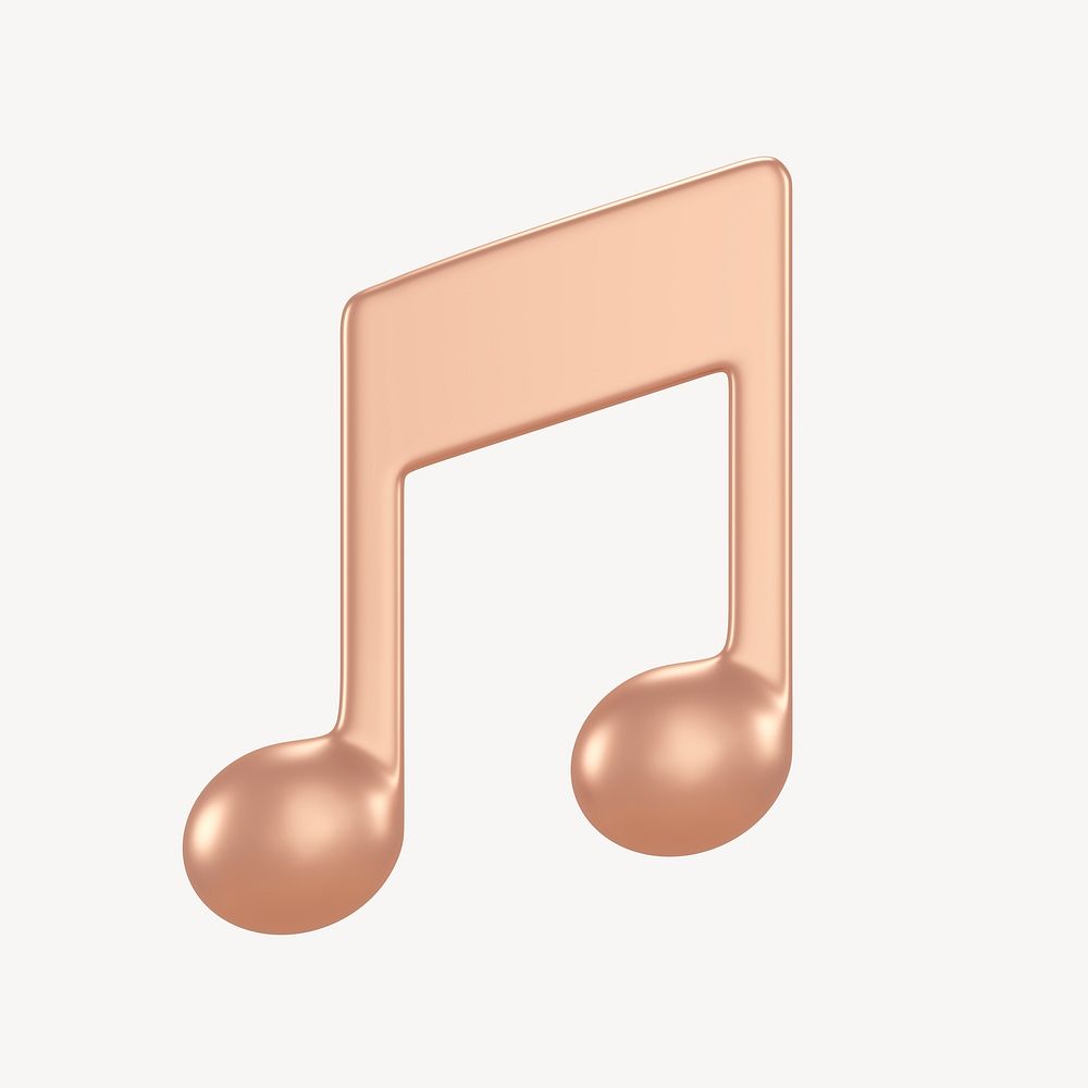 Pink music note icon, 3D rendering illustration