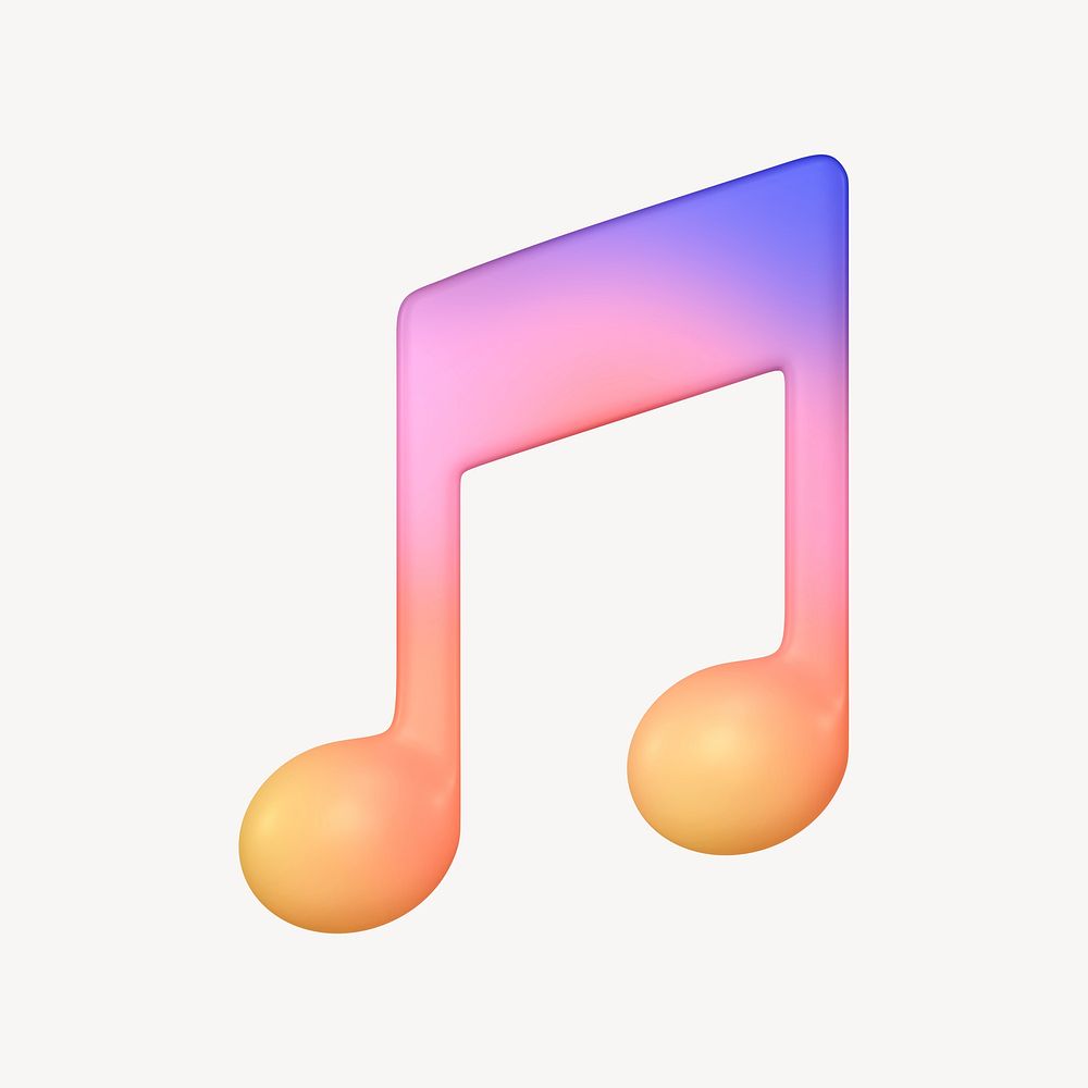 Music note 3D, colorful icon sticker psd