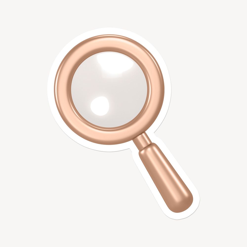 Magnifying glass, search icon sticker with white border