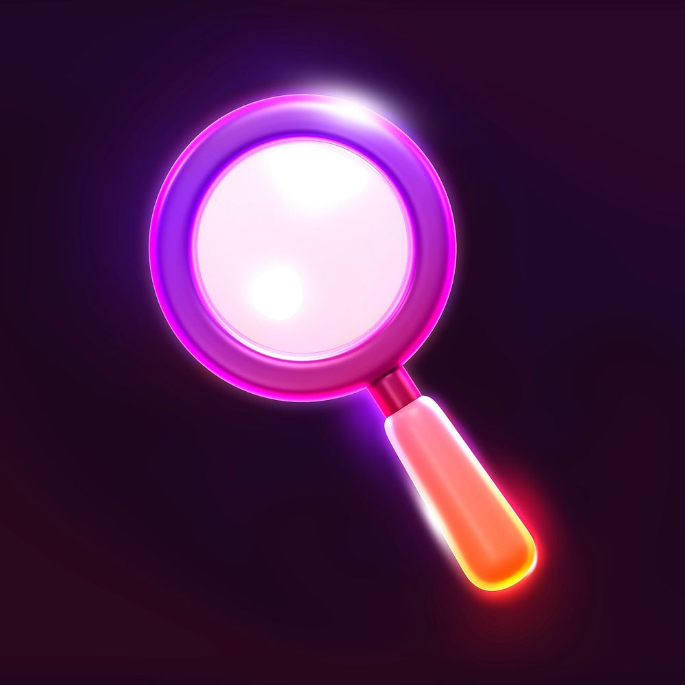 Magnifying glass 3D icon sticker psd