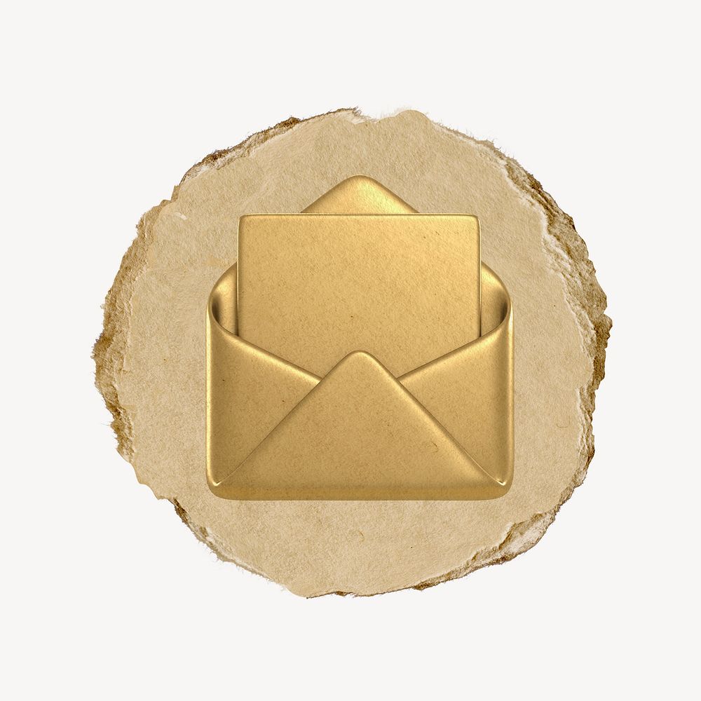 Envelope, email icon, ripped paper badge