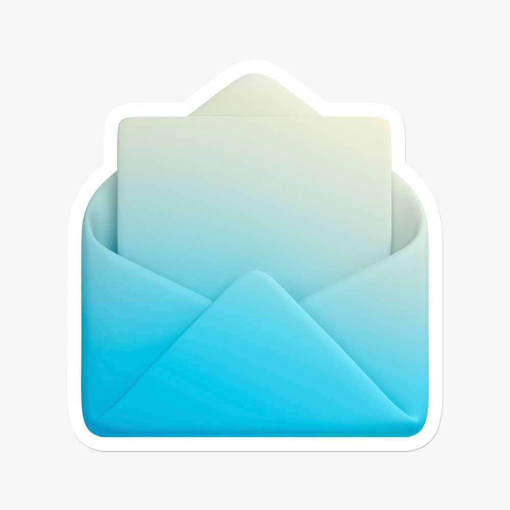 Gradient envelope, email, message icon sticker with white border