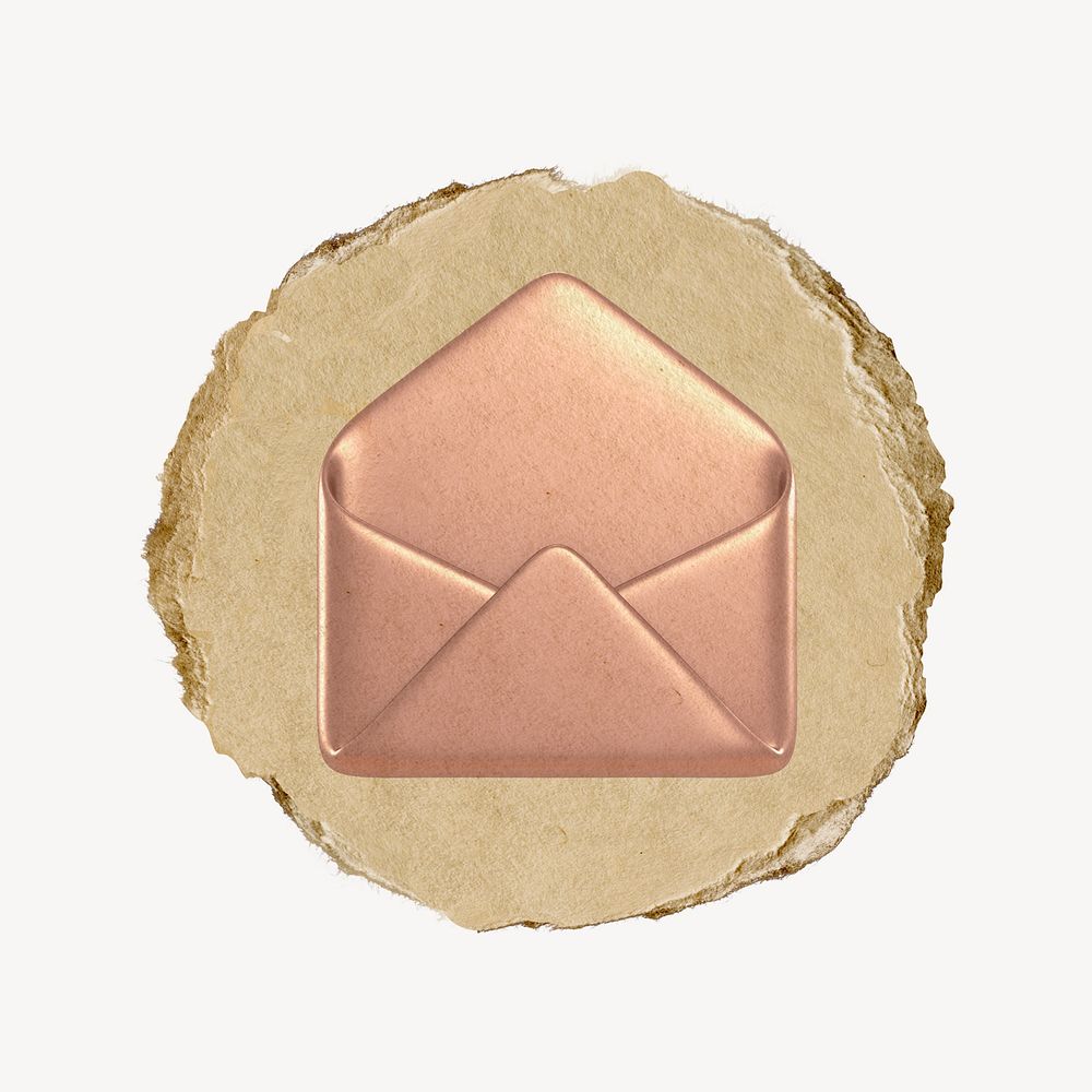 Pink envelope, email icon, ripped paper badge
