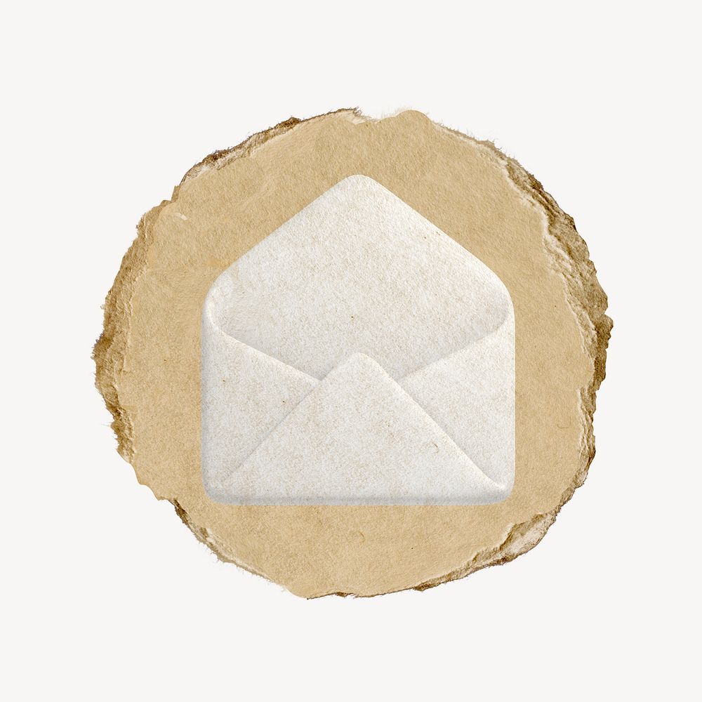 Envelope, email icon, ripped paper badge