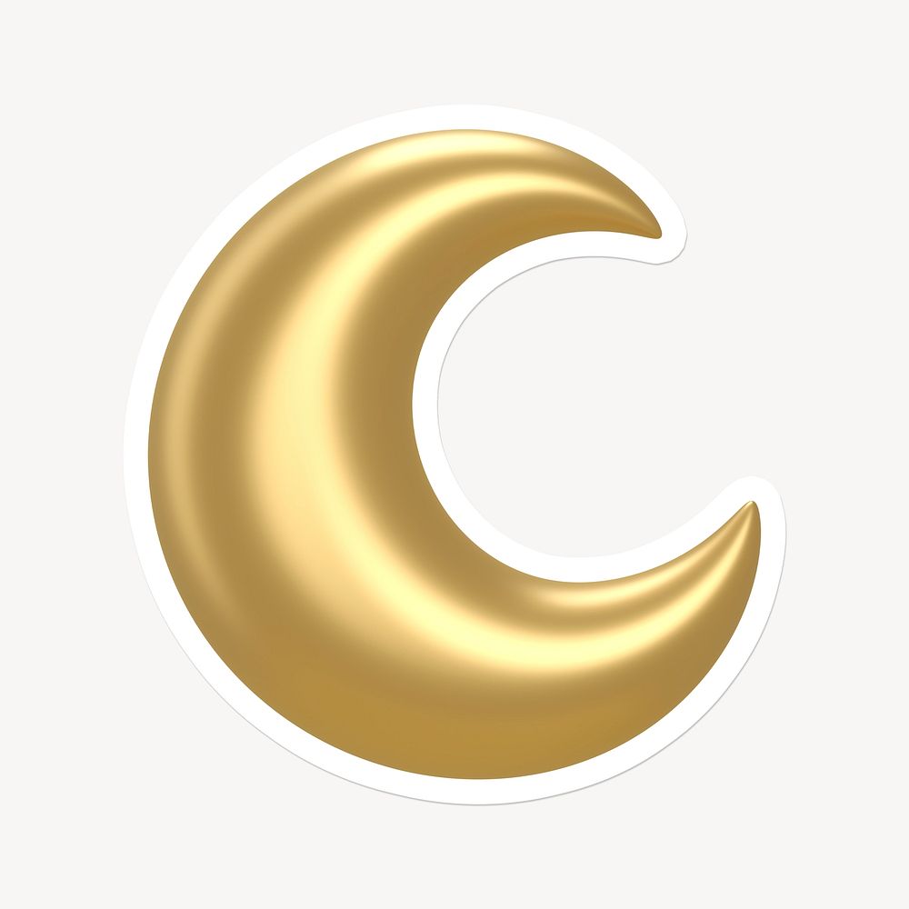 Crescent moon icon sticker with white border