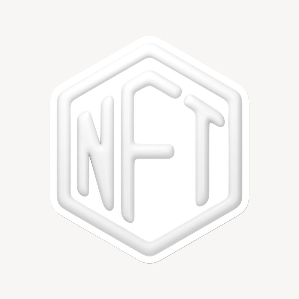 NFT blockchain icon sticker with white border