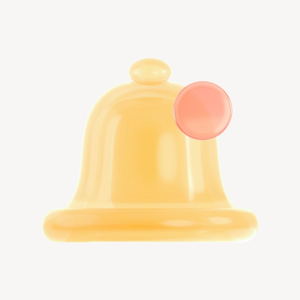 Bell, notification 3D icon sticker psd