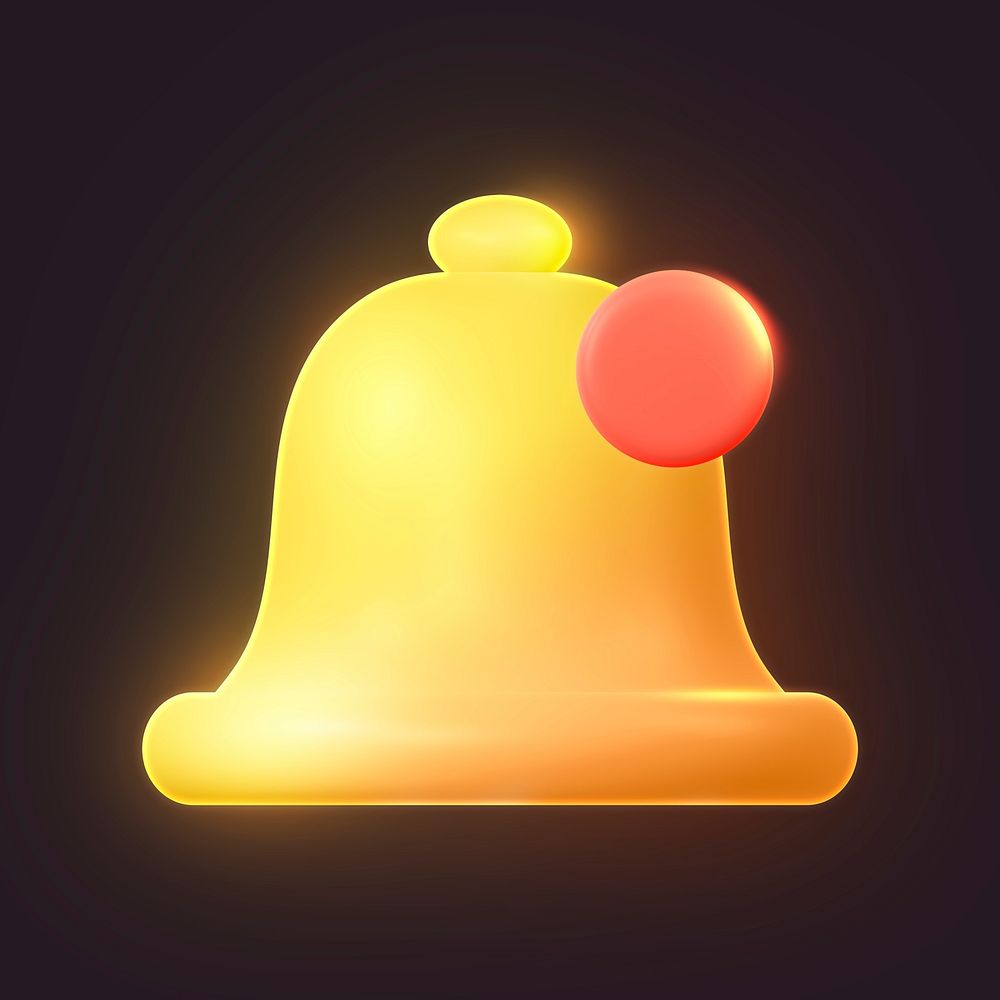 Bell, notification 3D icon sticker psd