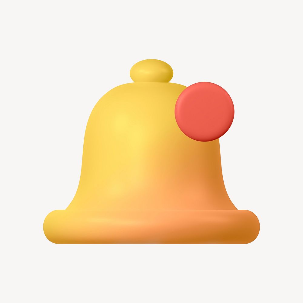 Bell, notification icon, 3D rendering illustration