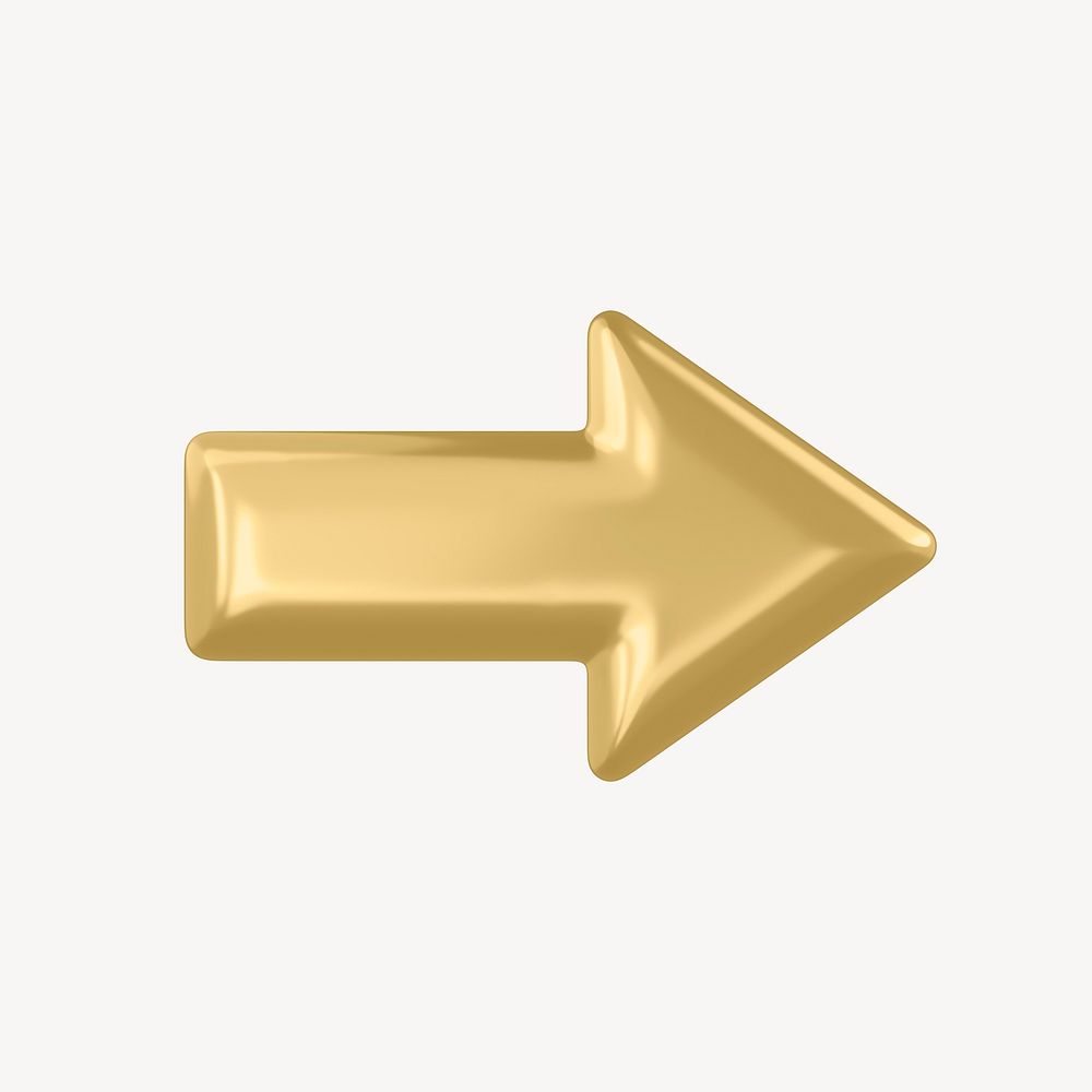 Gold arrow, business 3D icon sticker psd