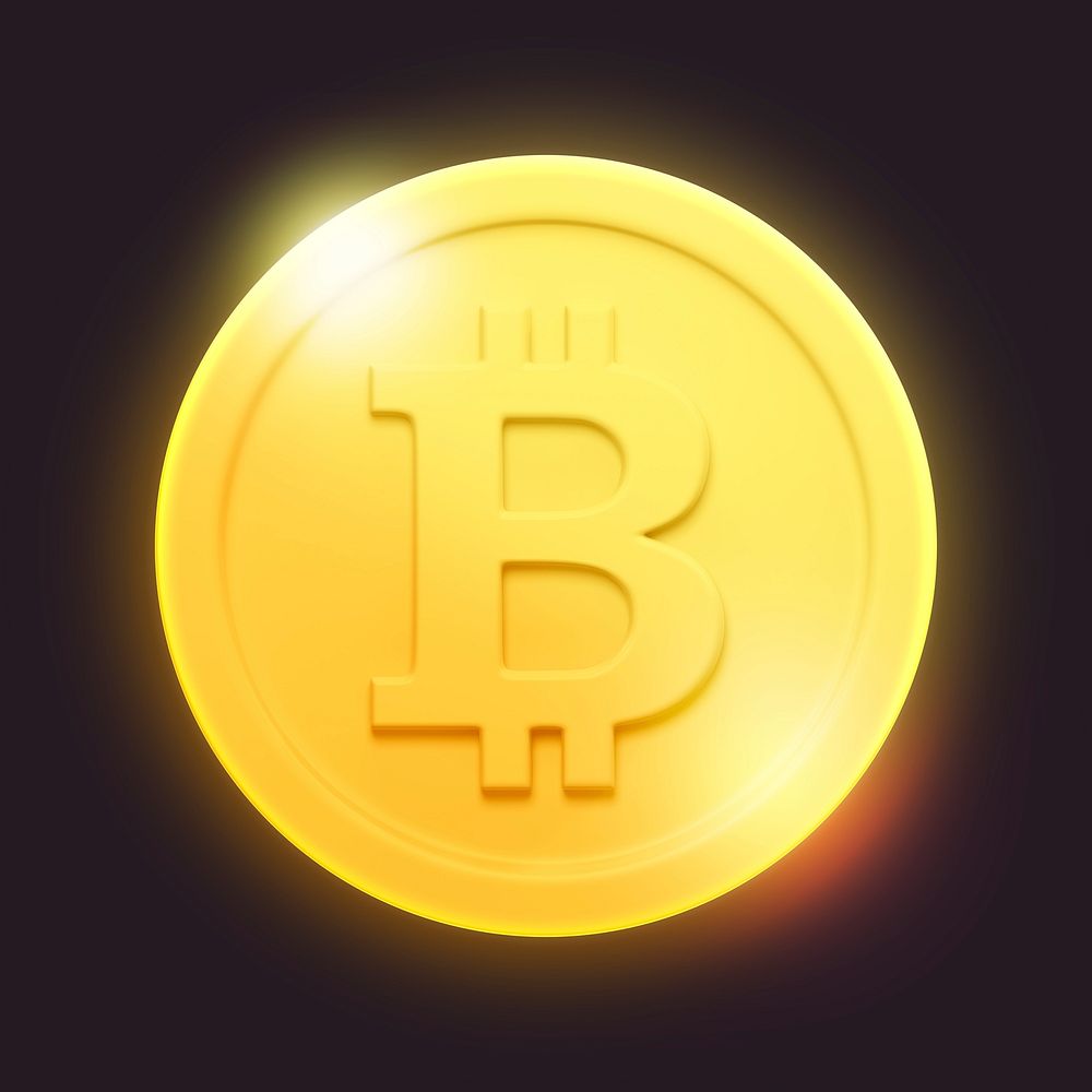 Bitcoin, cryptocurrency icon, 3D rendering illustration