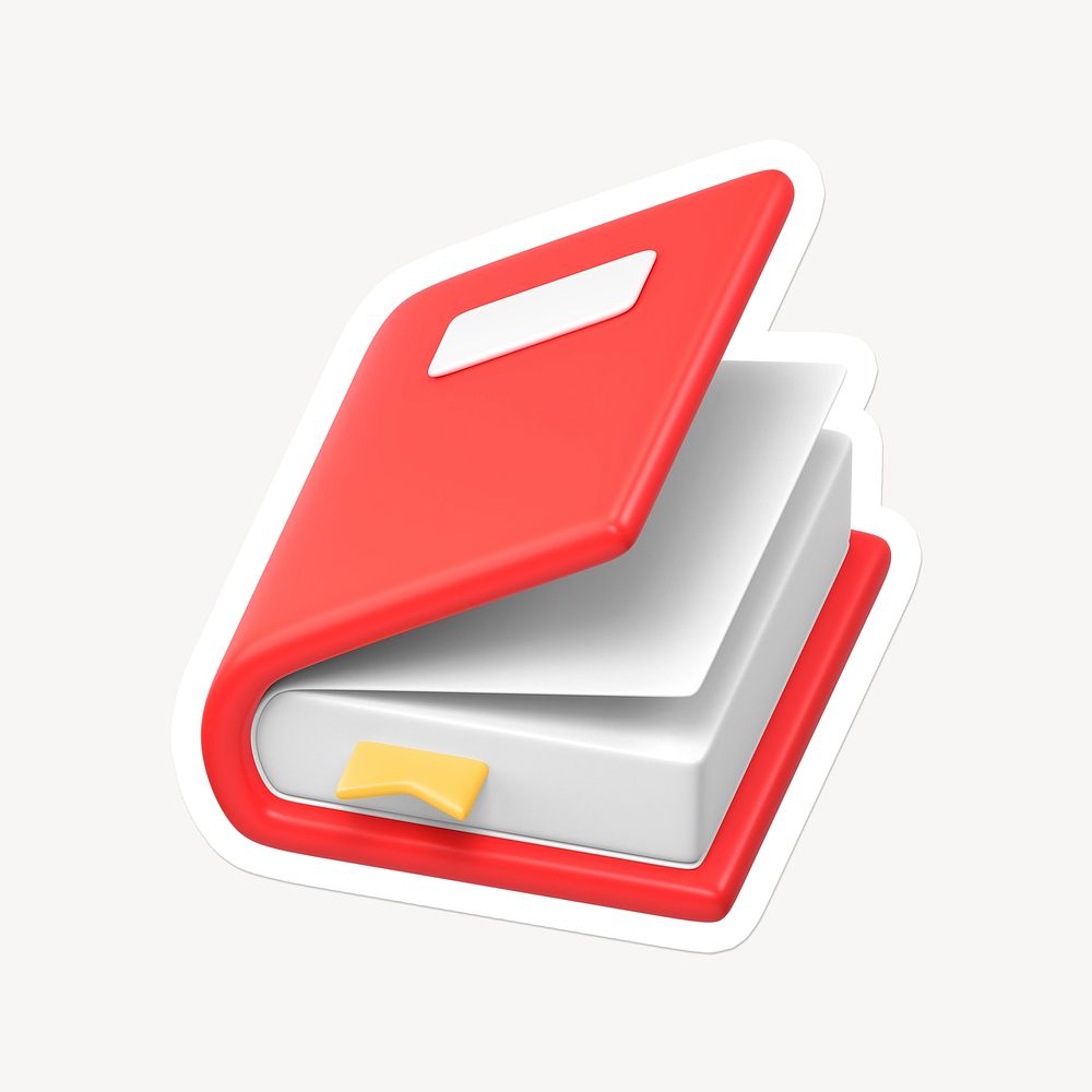 Red book, education icon sticker with white border