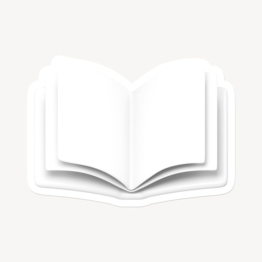 Book, education icon sticker with white border