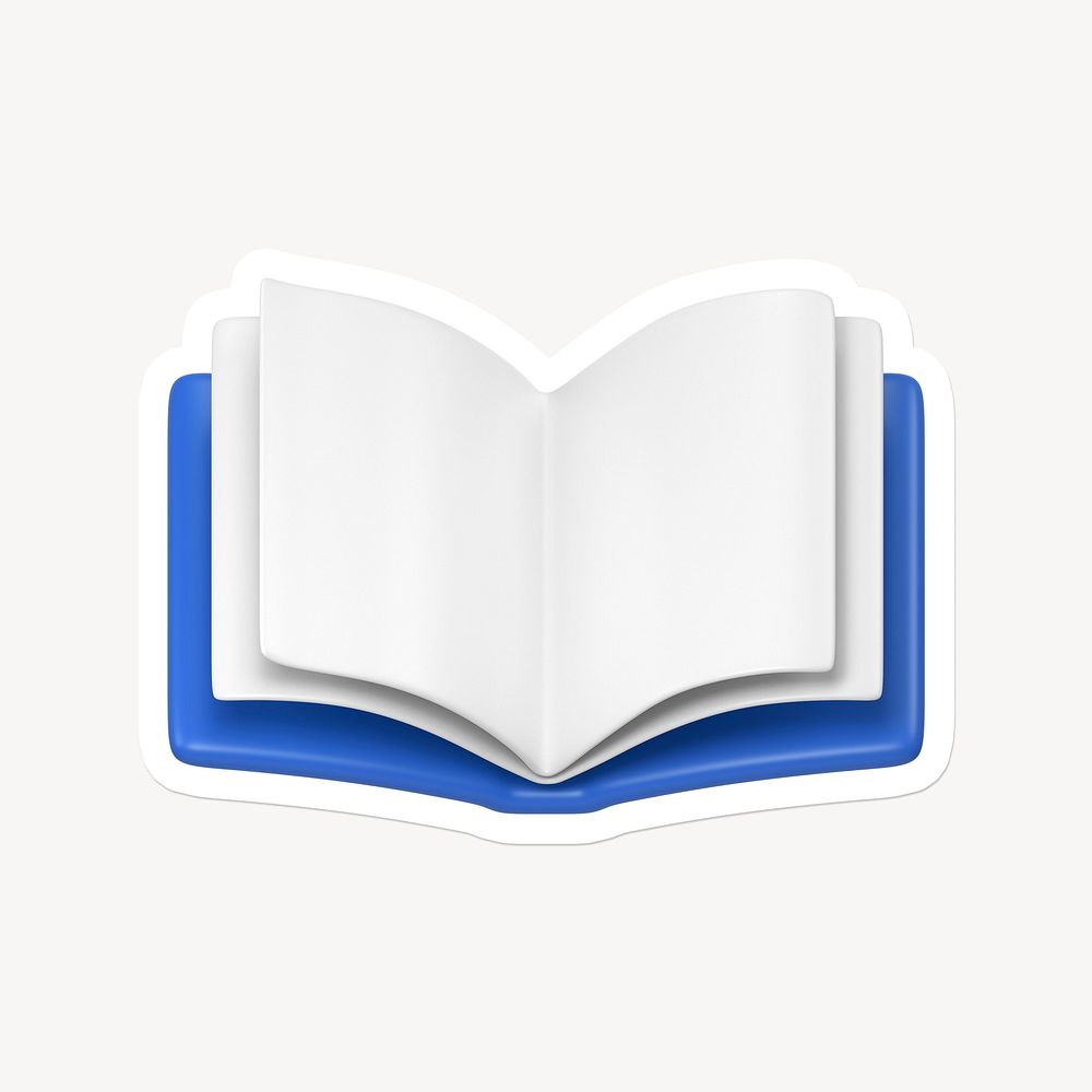 Blue book, education icon sticker with white border