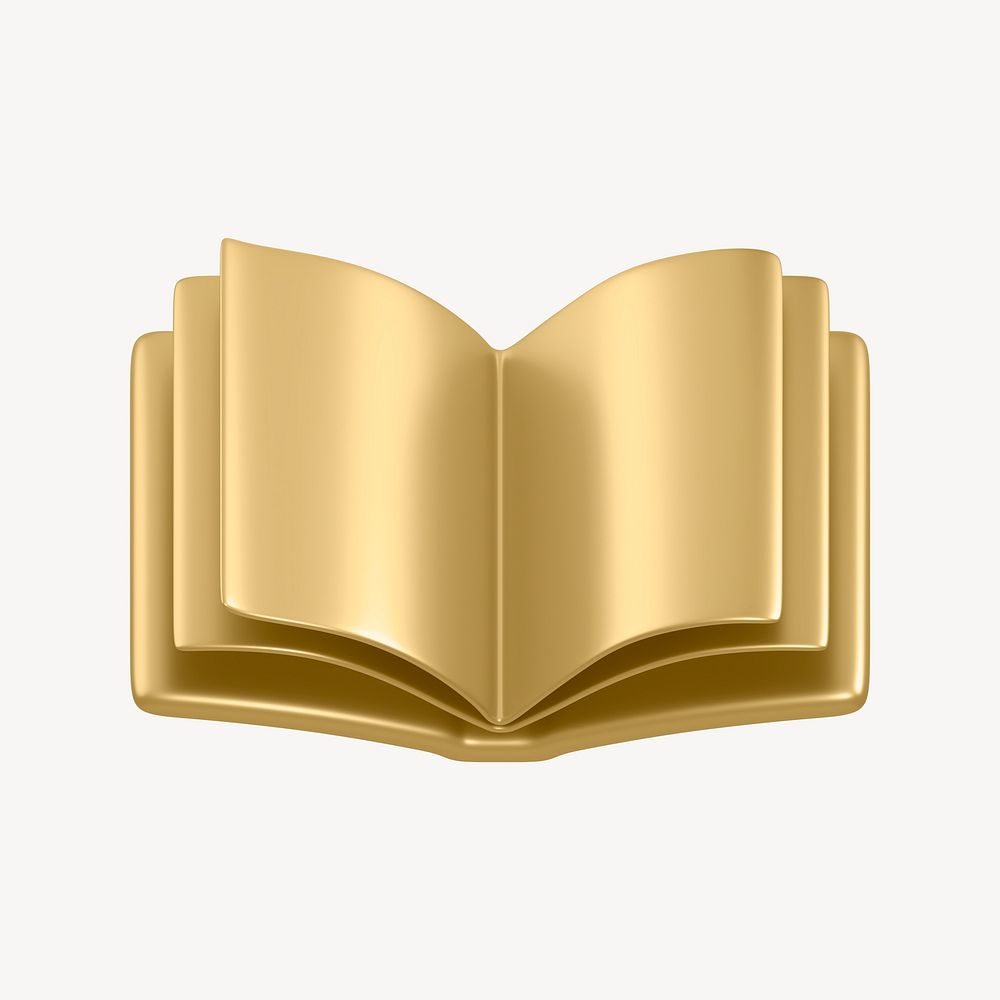 Gold book, education 3D icon sticker psd