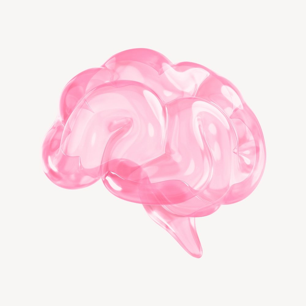 Human brain 3D icon sticker psd