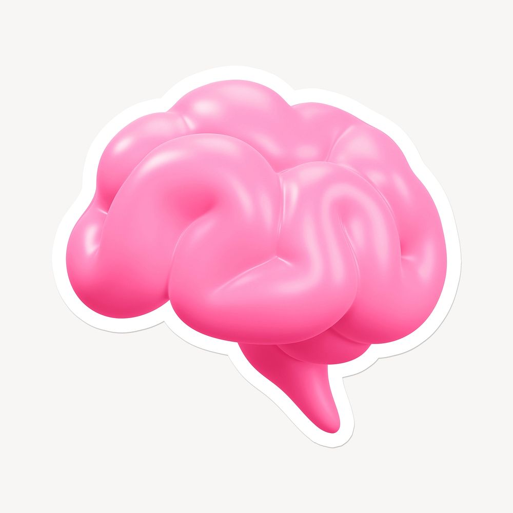 Human brain icon sticker with white border