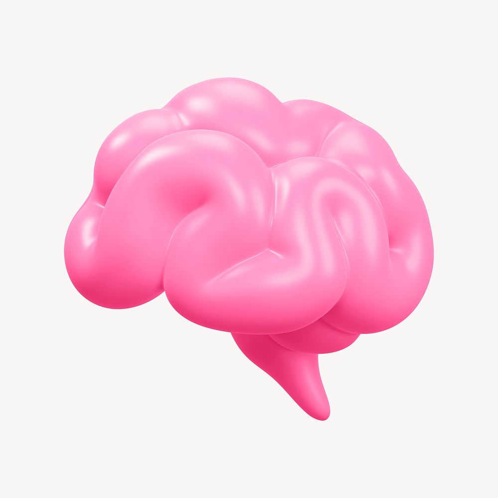 Human brain 3D icon sticker psd