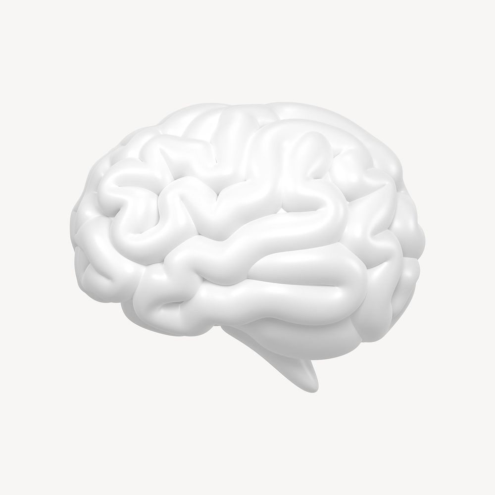 Human brain icon, 3D rendering illustration
