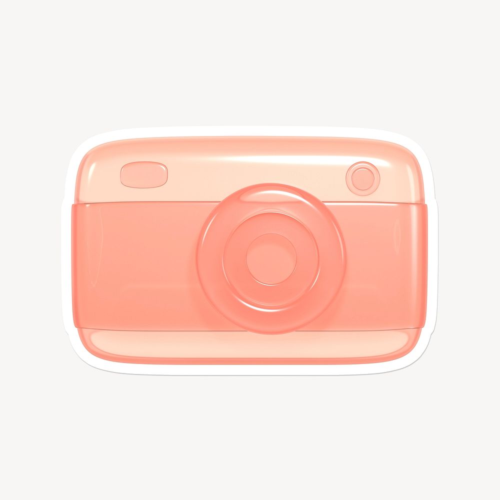 Pink camera roll icon sticker with white border