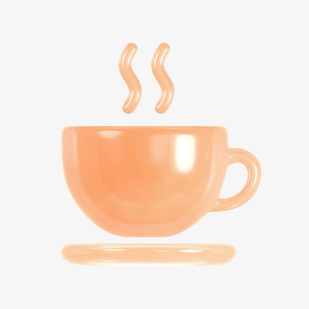 Coffee mug, cafe 3D icon sticker psd