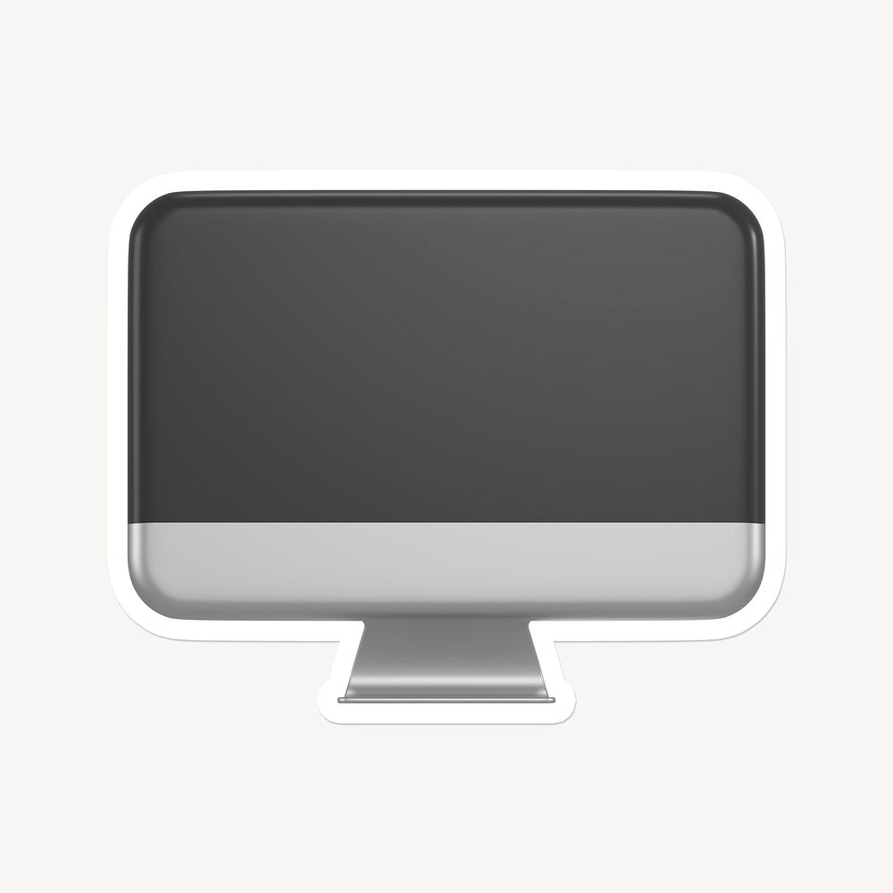 Computer screen icon sticker with white border