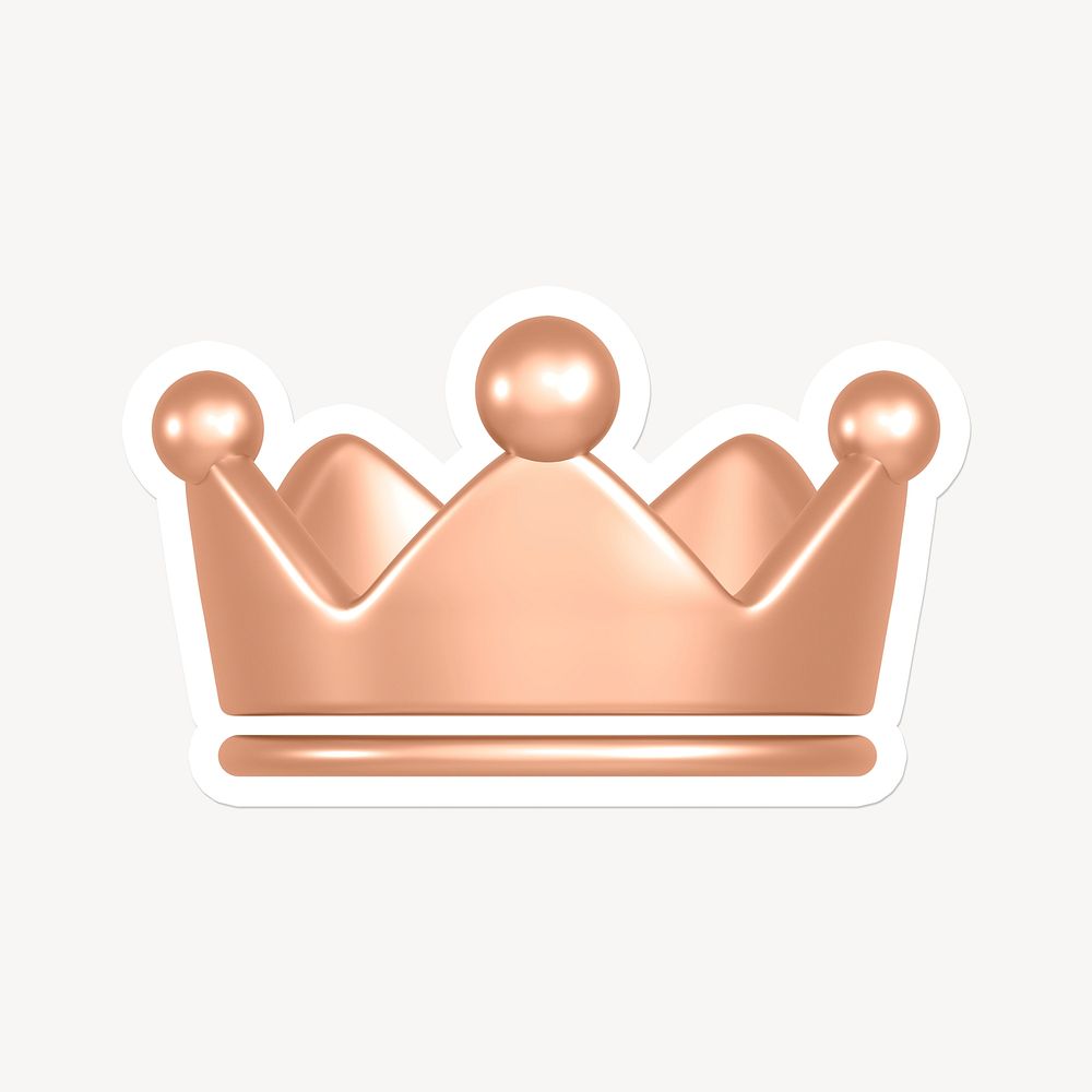 Crown ranking icon, rose gold sticker with white border