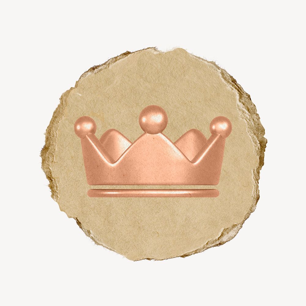 Crown ranking icon, ripped paper badge