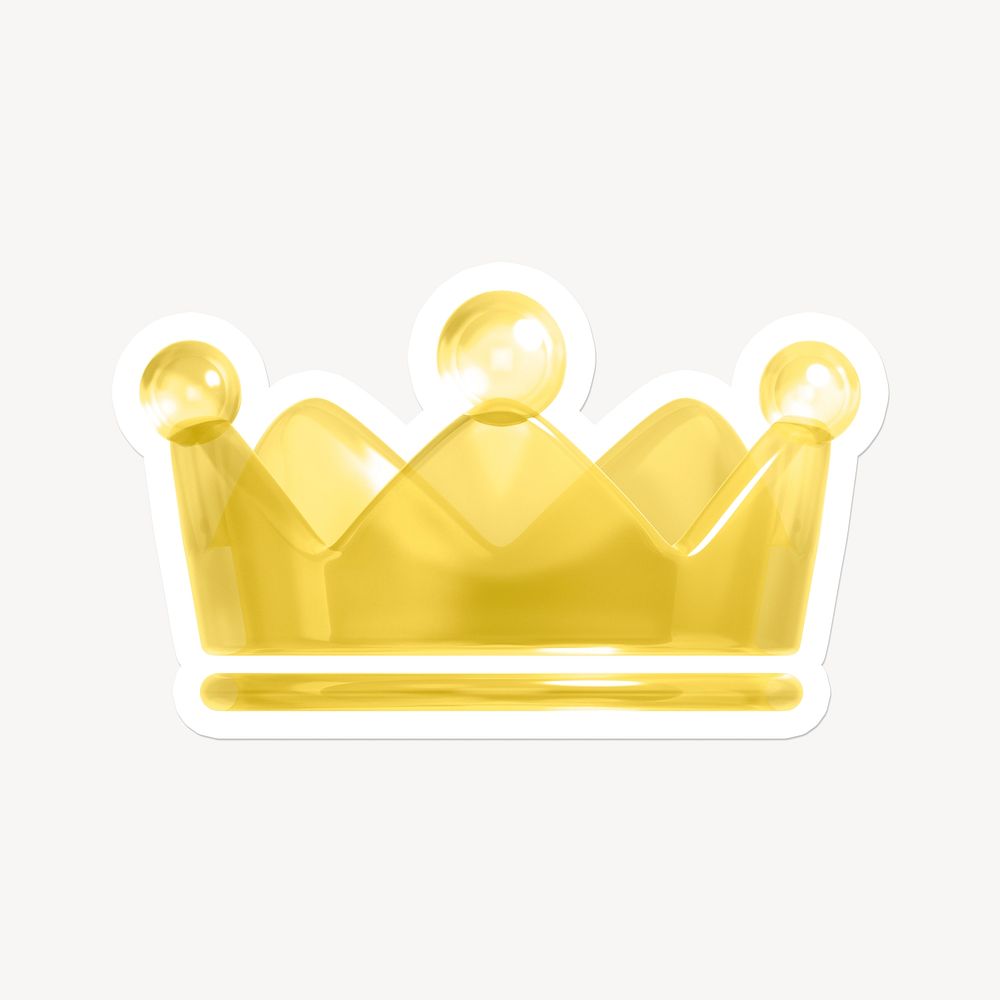 Gold crown ranking icon sticker with white border