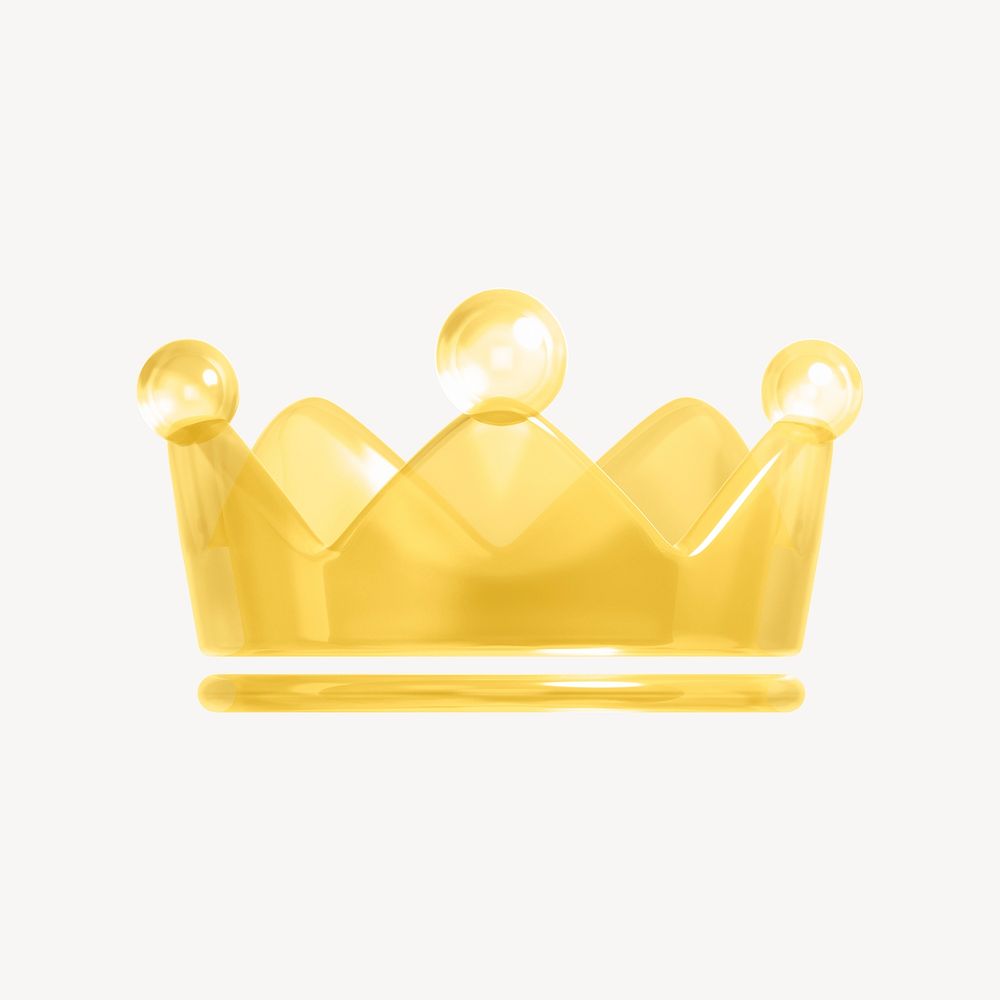 Gold crown ranking icon, 3D rendering illustration