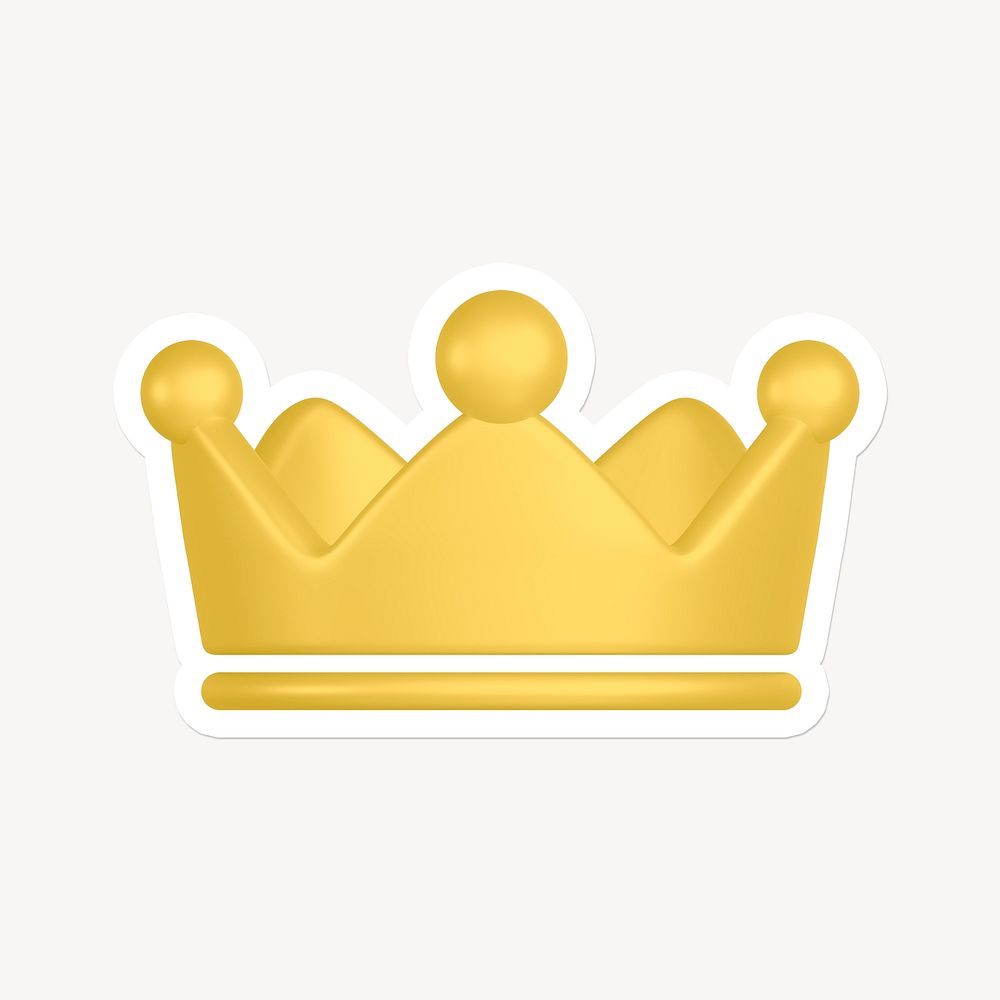 Gold crown ranking icon sticker with white border
