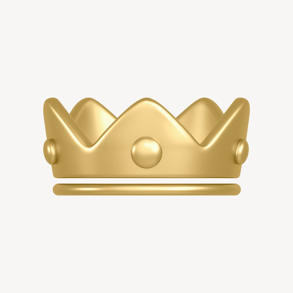 Gold crown ranking 3D icon sticker psd