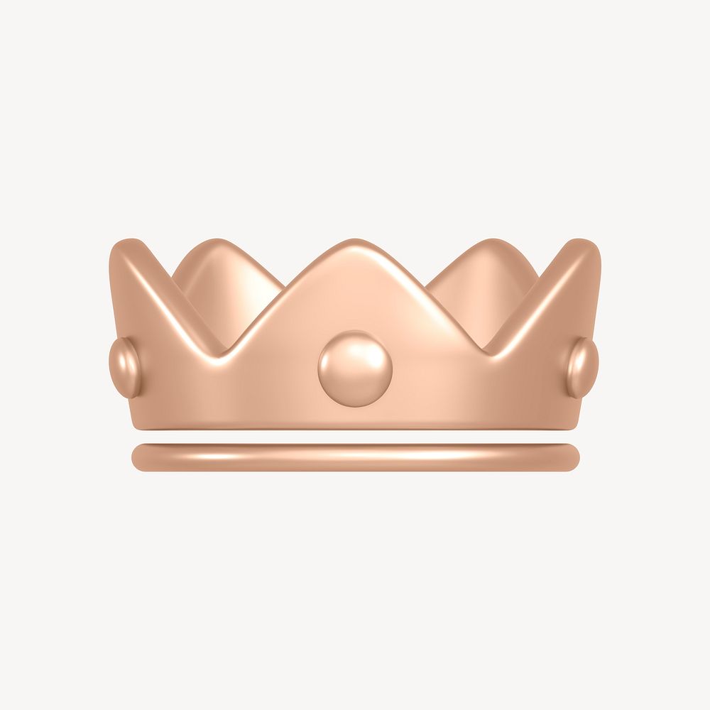 Crown ranking, rose gold 3D icon sticker psd