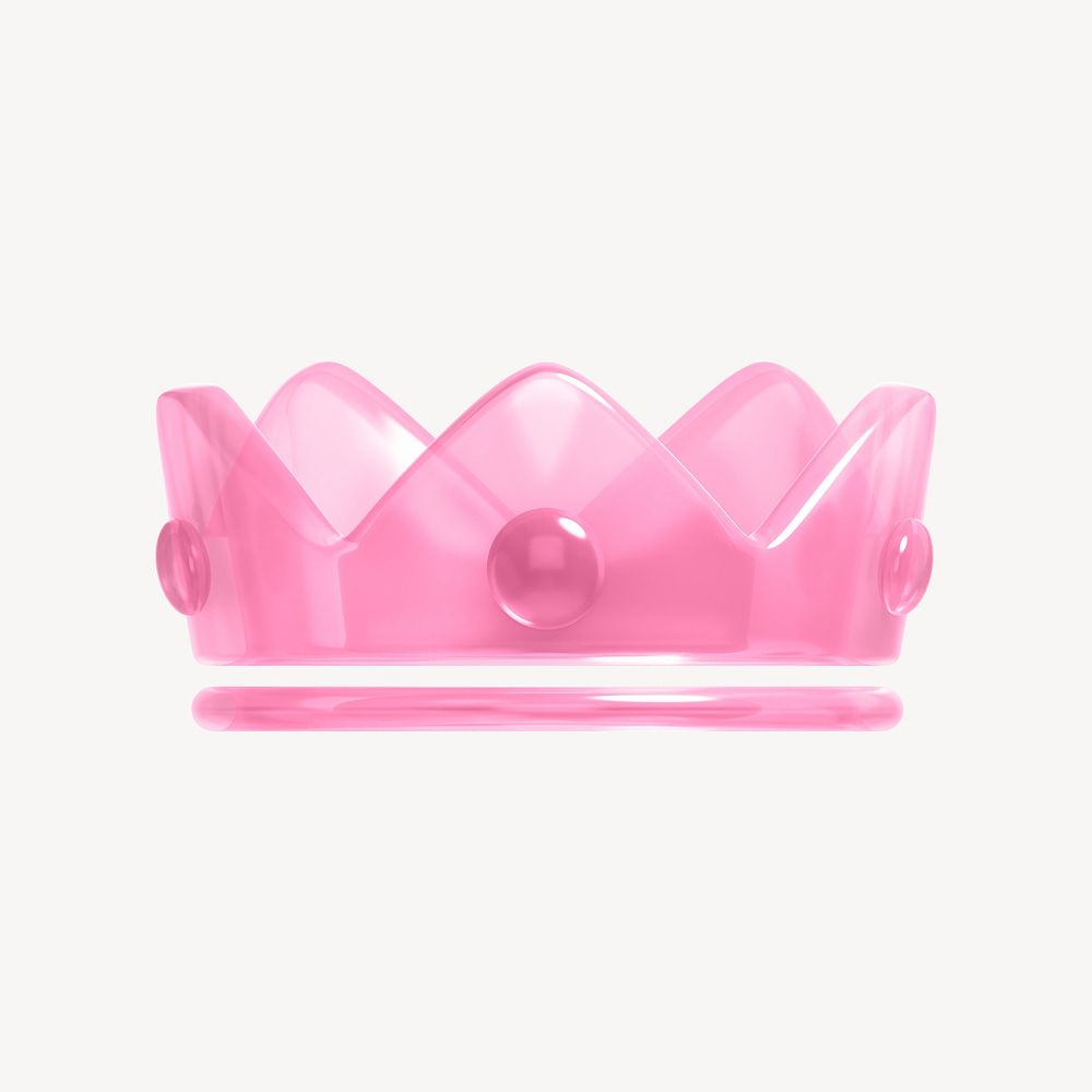 Pink crown ranking 3D icon sticker psd