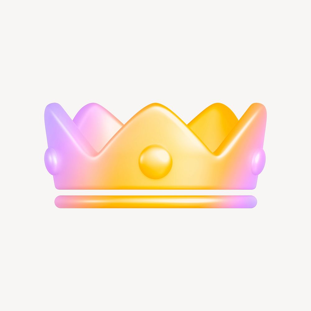 Colorful crown ranking icon, 3D rendering illustration