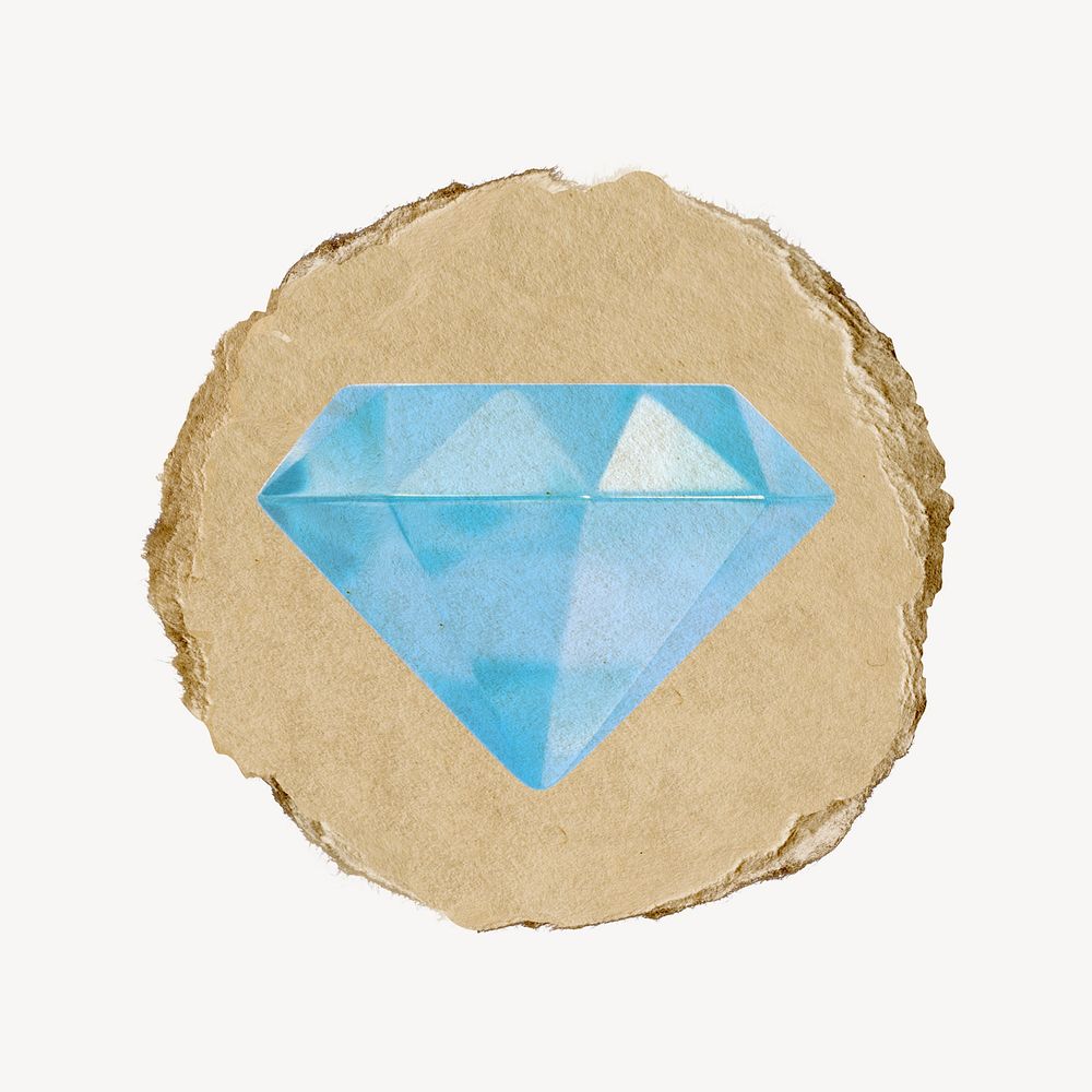 Diamond icon, ripped paper badge
