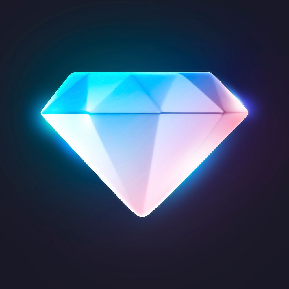 Gradient diamond icon, 3D rendering illustration