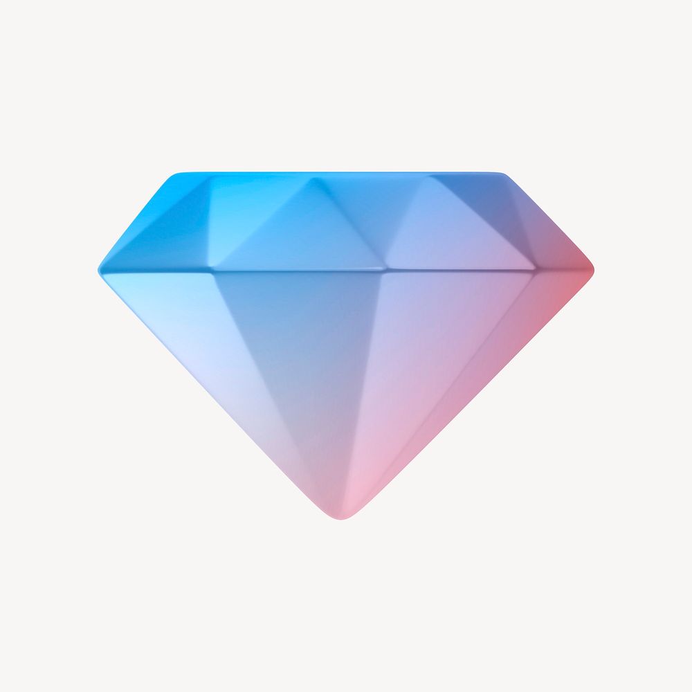 Gradient diamond 3D icon sticker psd