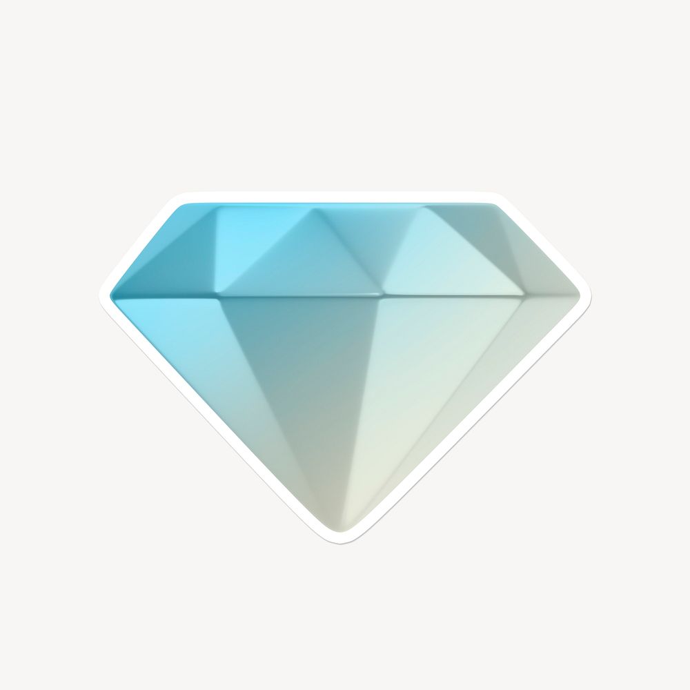 Gradient diamond icon sticker with white border
