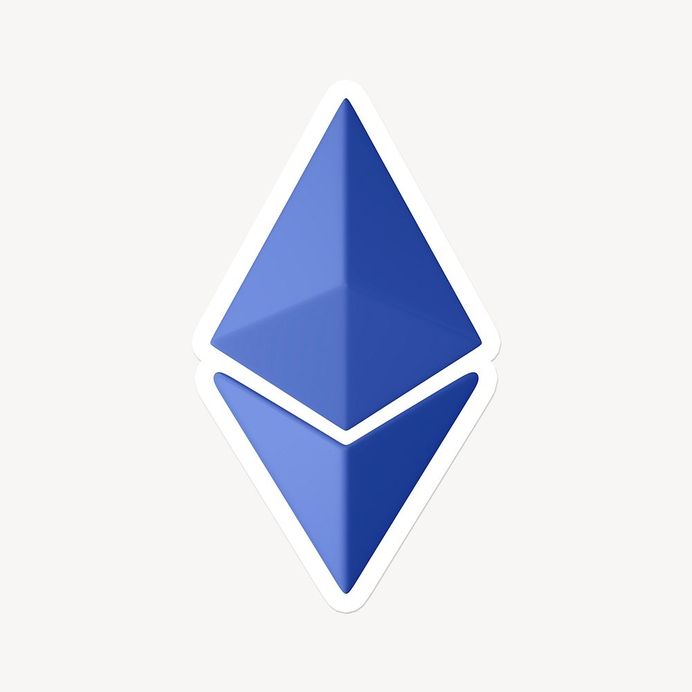 Ethereum blockchain icon sticker with white border